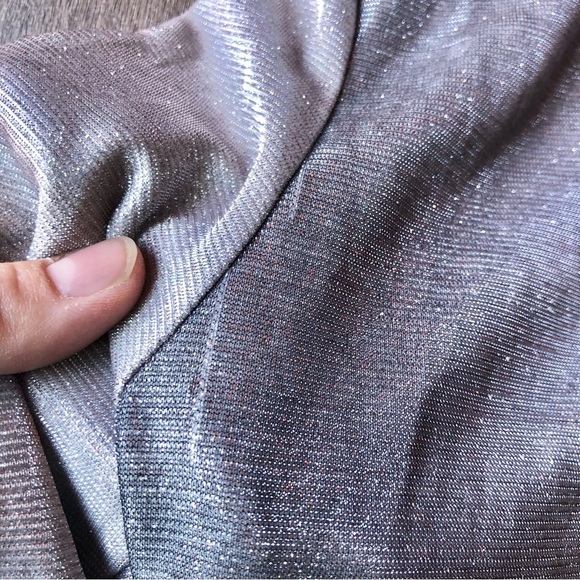 Shane Justin Silver Sparkle Cropped Track Jacket Zip Up Size Small Long Sleeve - Picture 7 of 9